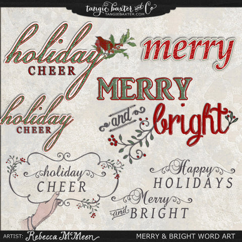 Merry & Bright Word Art