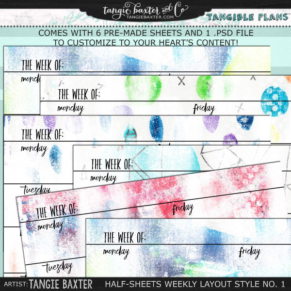 Tangible Plans™ Half Sheets Weekly Layout Style No. 1