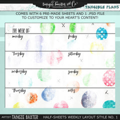 Tangible Plans™ Half Sheets Weekly Layout Style No. 1