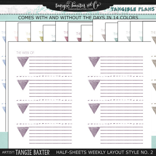 Tangible Plans™ Half Sheets Weekly Layout Style No. 2