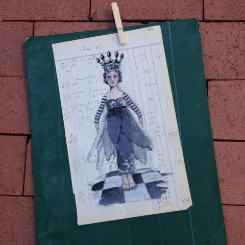 No. 43 Original Artwork on Antique Ledger by Rebecca (Price includes shipping)