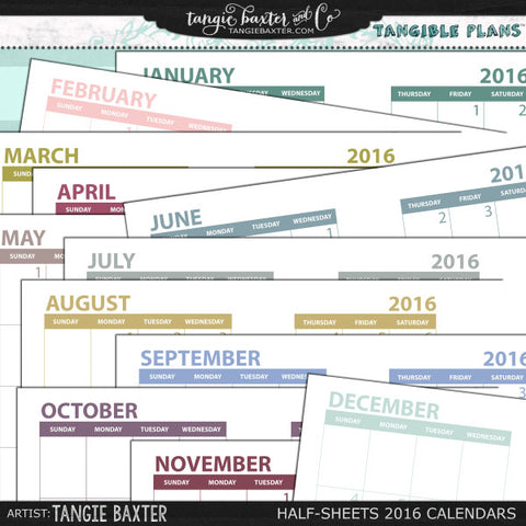 Tangible Plans™ Half Sheets 2016 Graphic Calendar