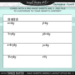 Tangible Plans™ Half Sheets Weekly Layout Style No. 1
