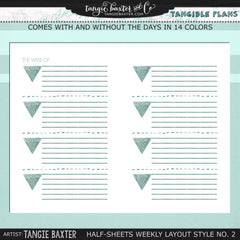 Tangible Plans™ Half Sheets Weekly Layout Style No. 2